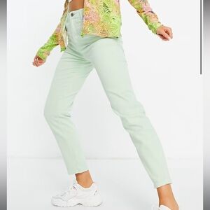 Stradivarius slim mom jean with stretch in green